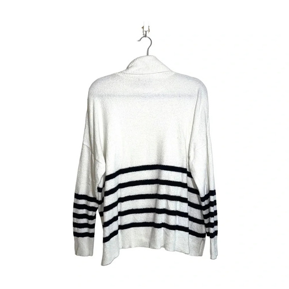 Vince Camuto White & Black Striped Chenille Turtleneck Sweater Xlarge Women’s - Picture 5 of 10